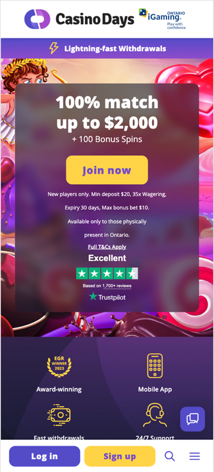 Casino days bonus